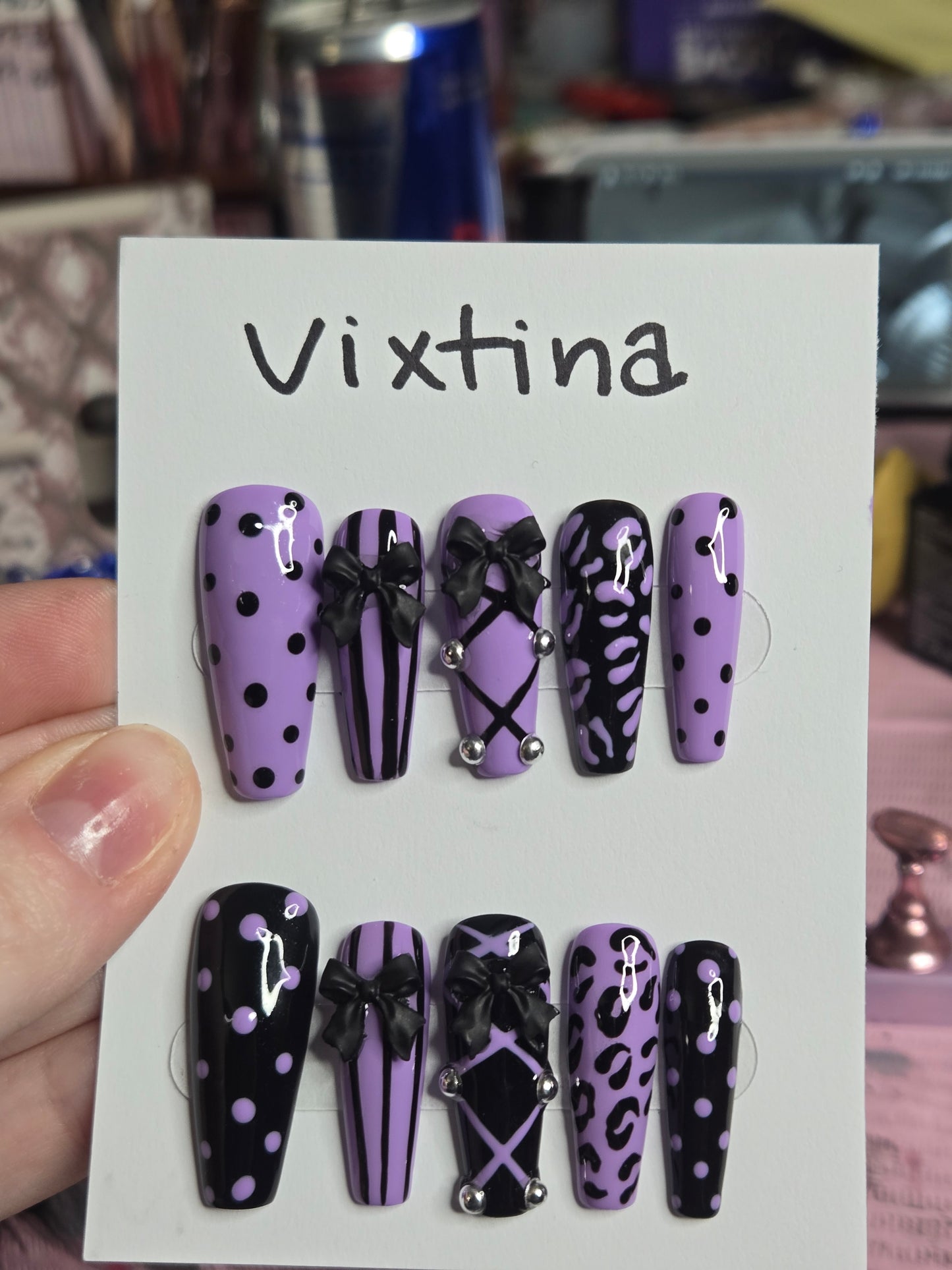 Baddie corset and bow animal print nails
