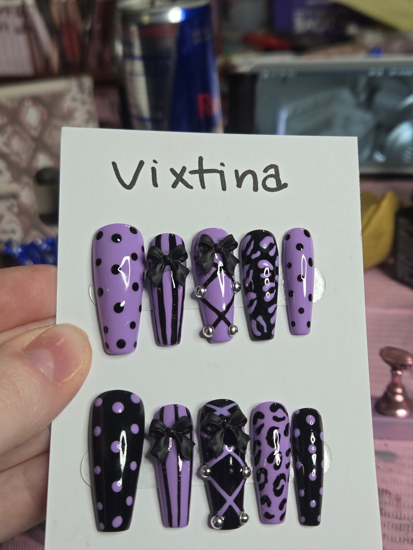 Baddie corset and bow animal print nails