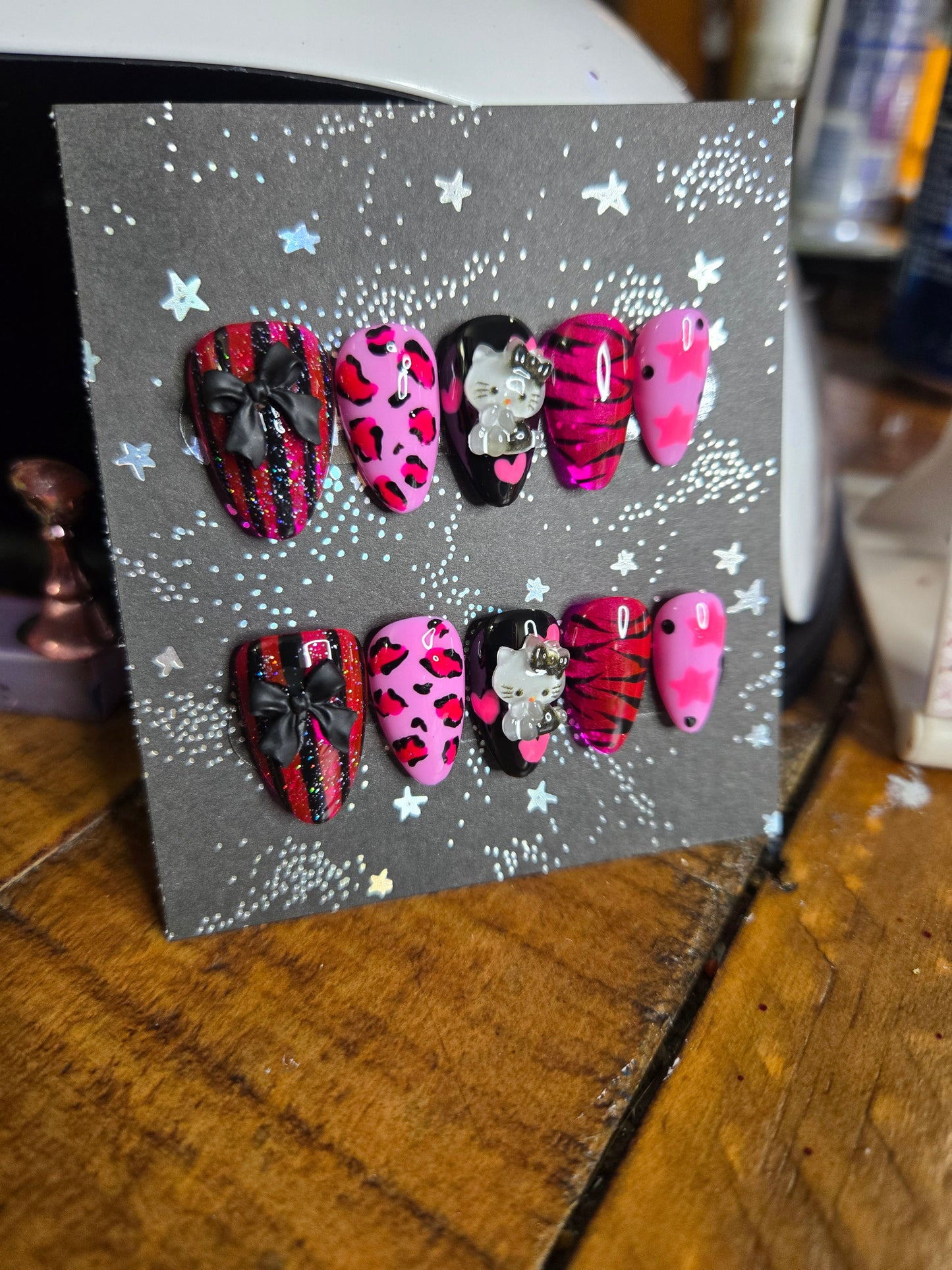 Hello Kitty punk handmade nails