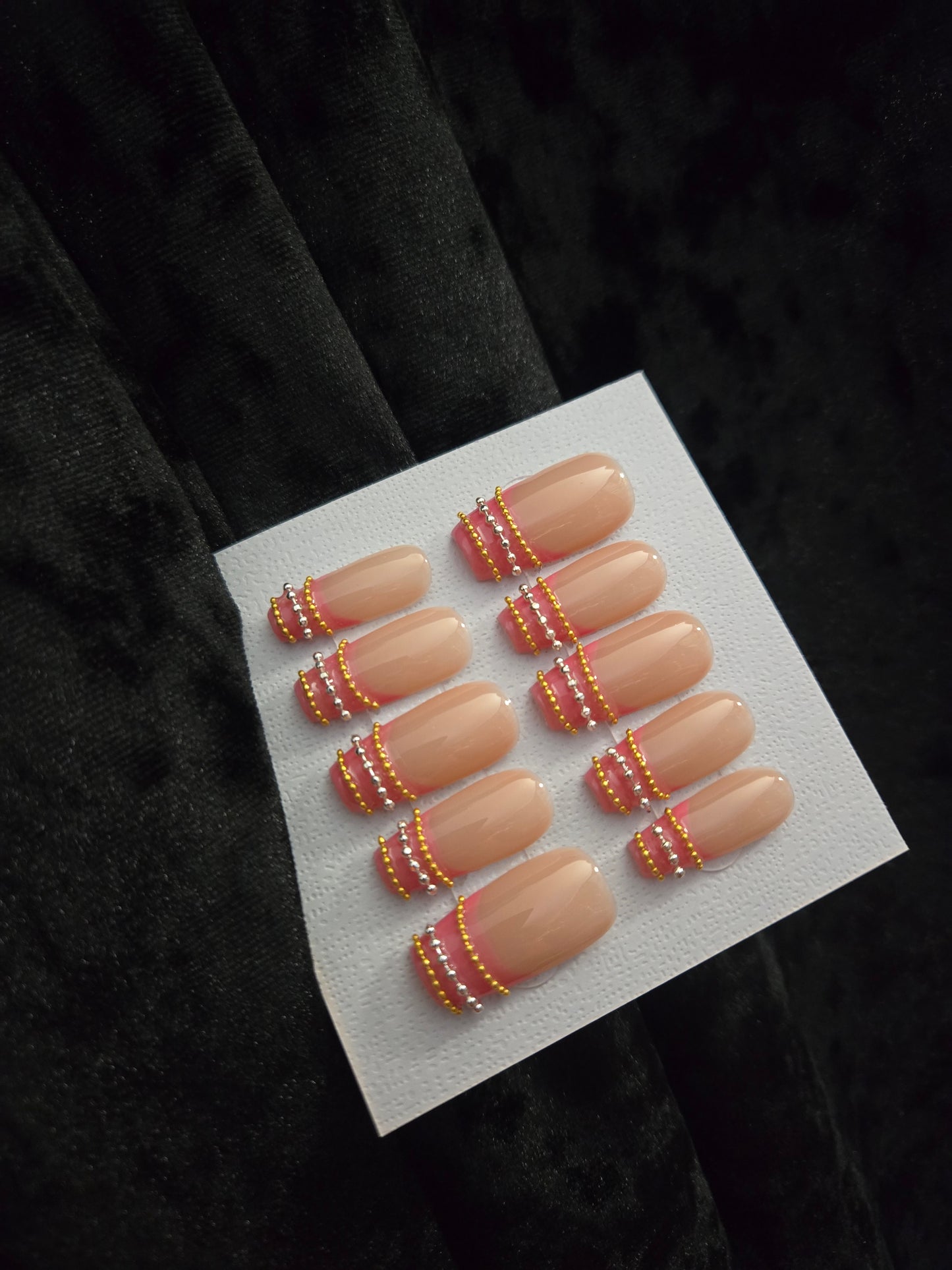 Pink french tip bangle nails handmade