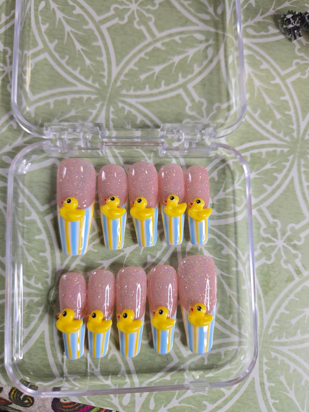 Rubber ducky handmade nails custom made