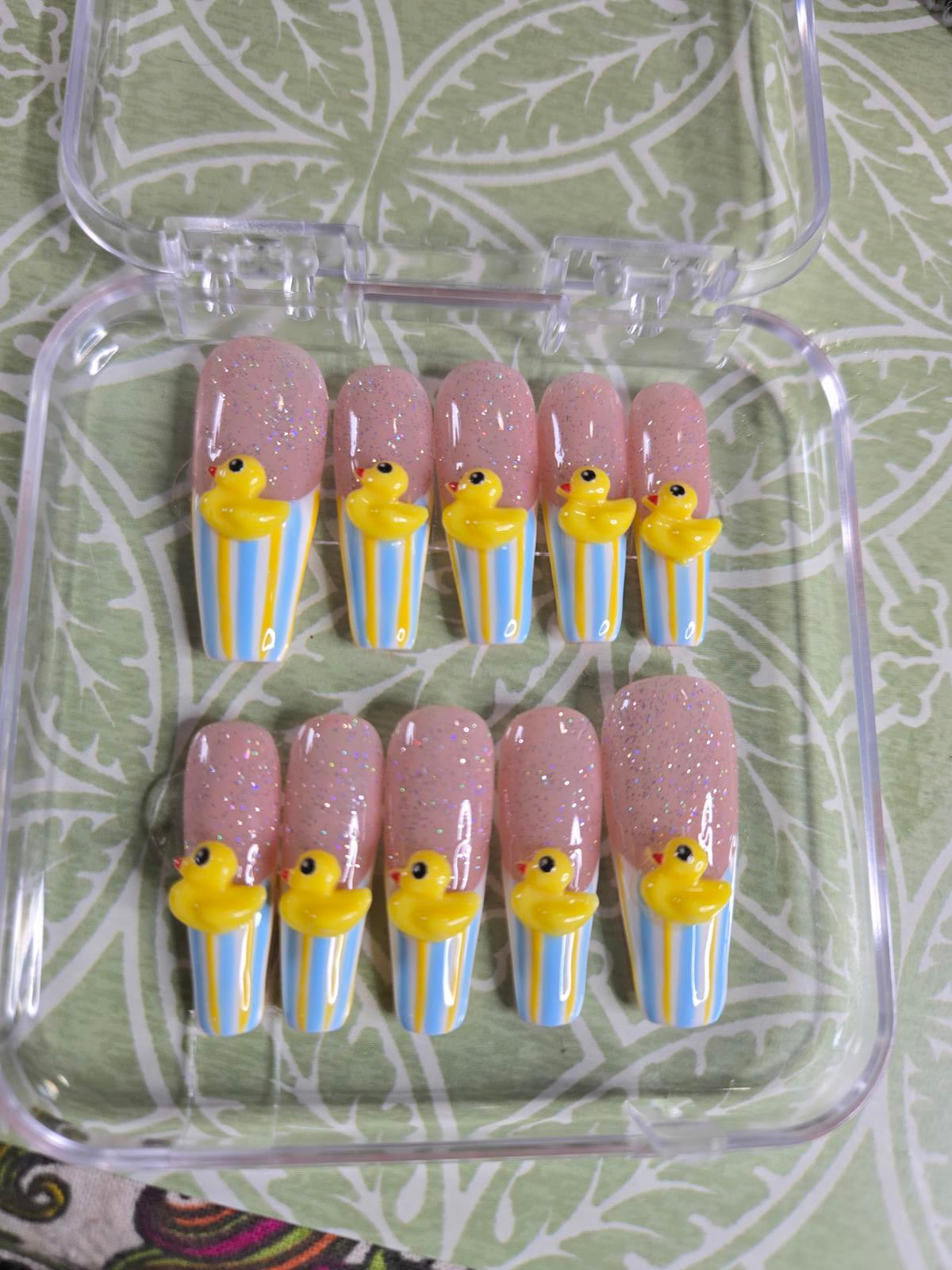 Rubber ducky handmade nails custom made