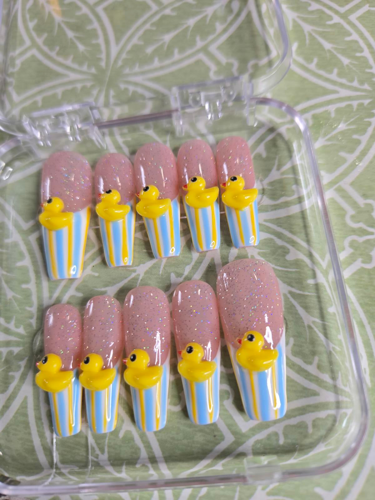 Rubber ducky handmade nails custom made
