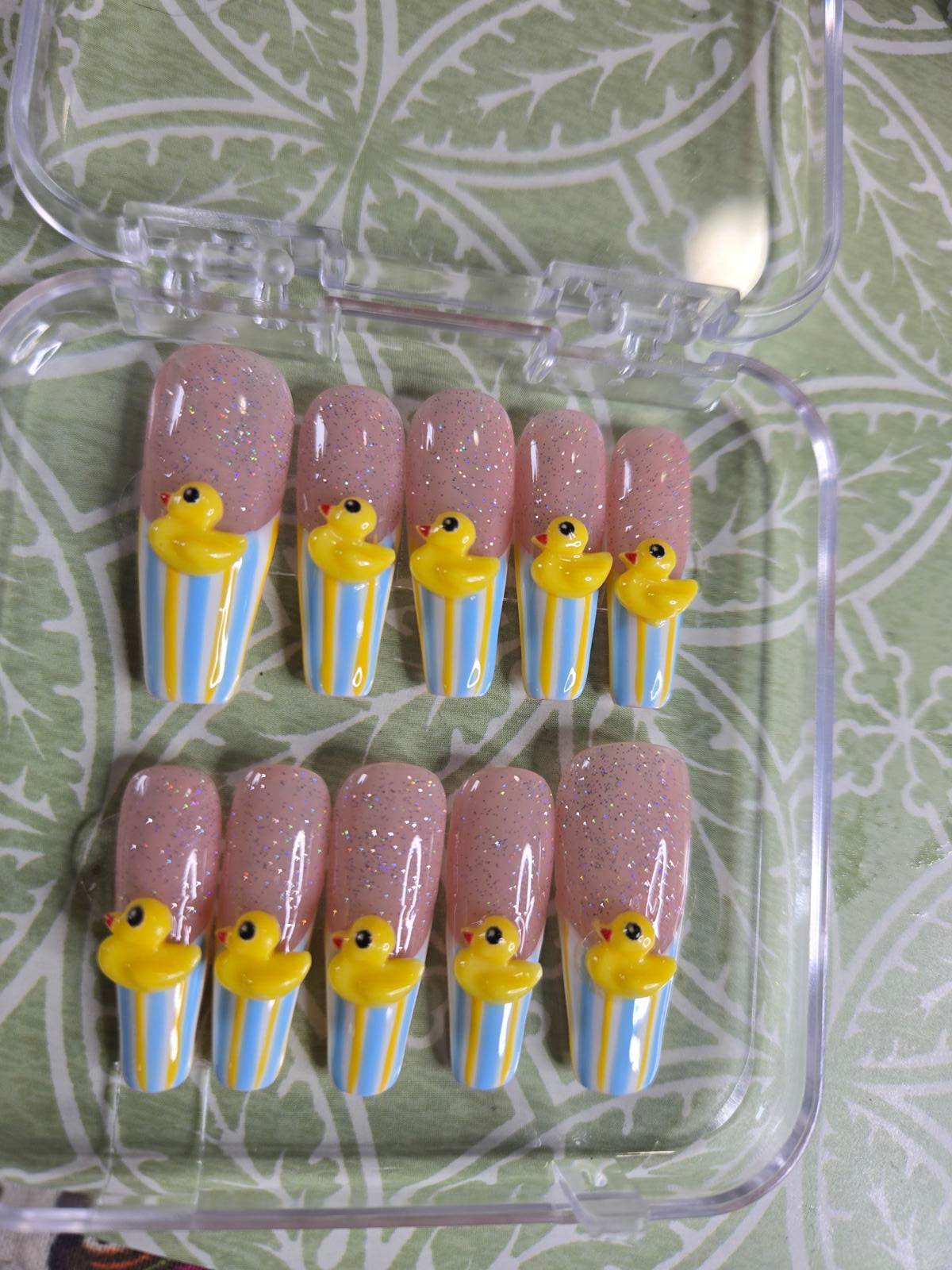 Rubber ducky handmade nails custom made