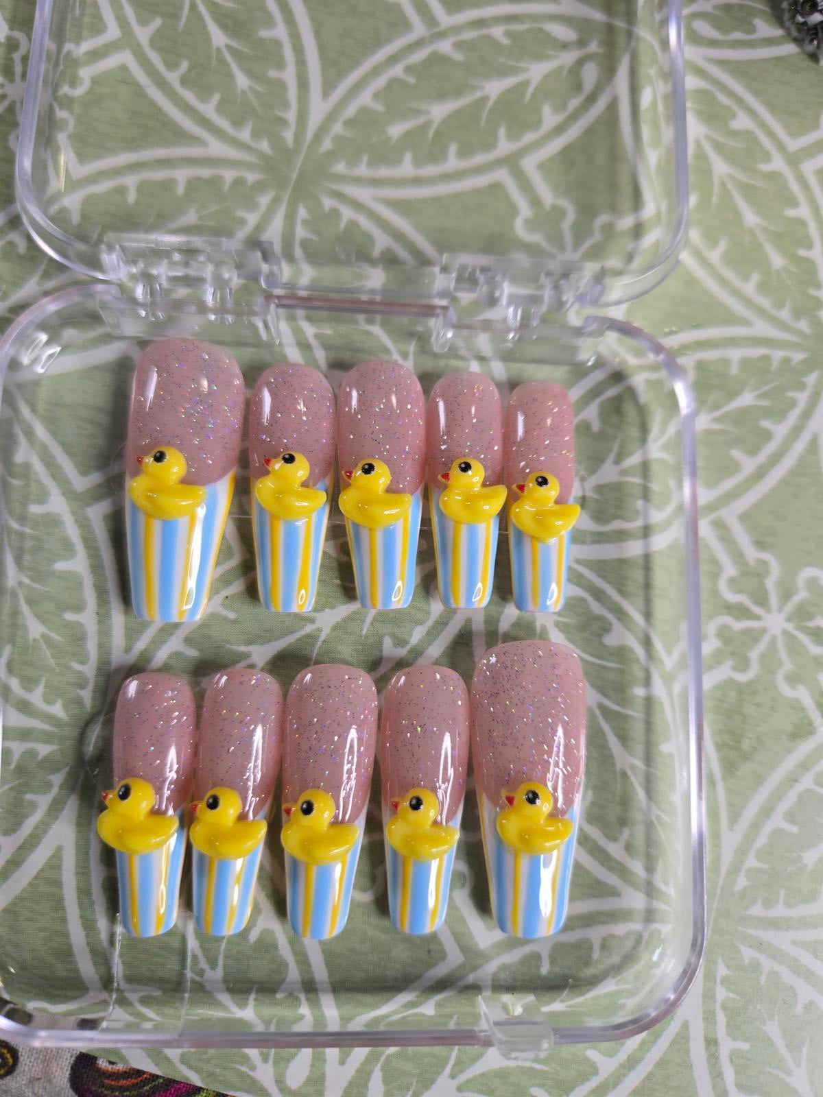 Rubber ducky handmade nails custom made