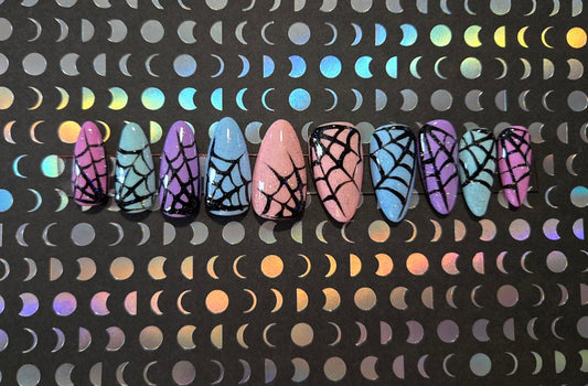 Pastel halloween press on almond nails custom made