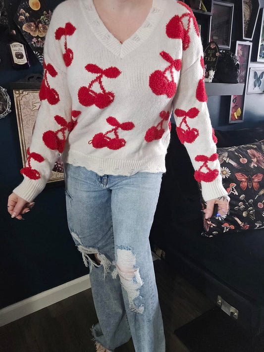 Soooo soft altar'd state cherry sweater