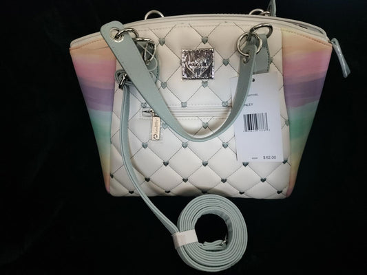 New Betsey Johnson rainbow quilted handbag purse