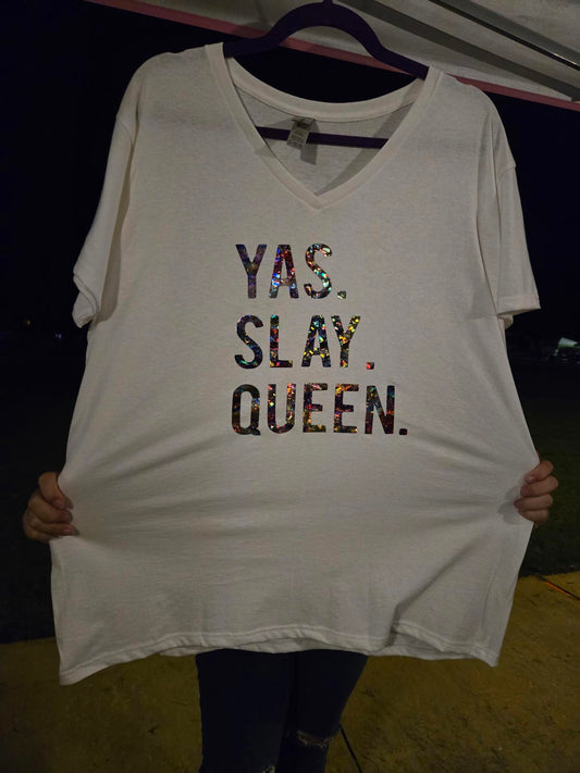 Yas slay queen v-neck t shirt