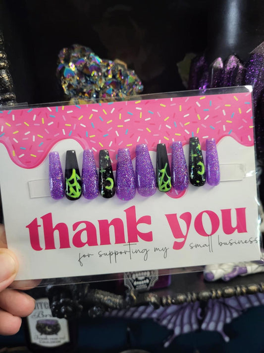 Spooky gothic coffin shape press on nails custom made