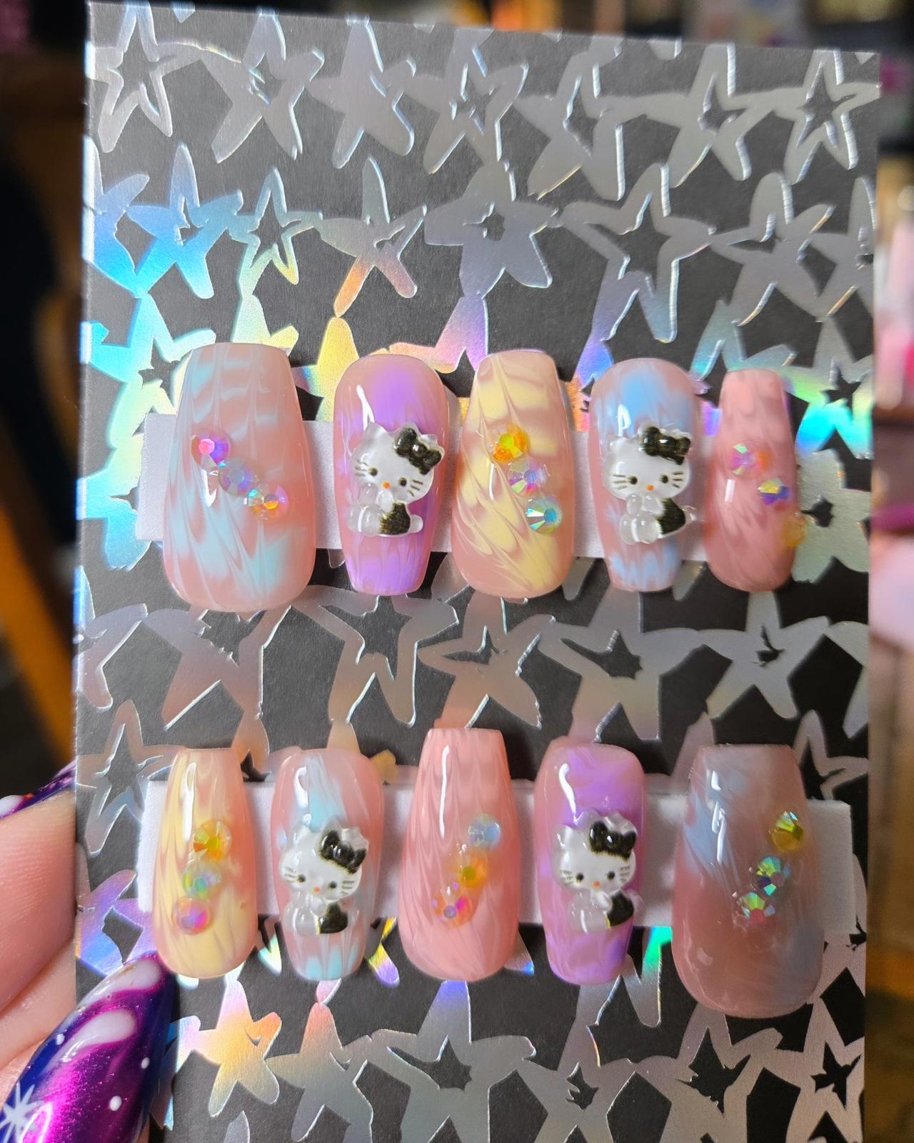 Hello Kitty coffin press on nails custom made