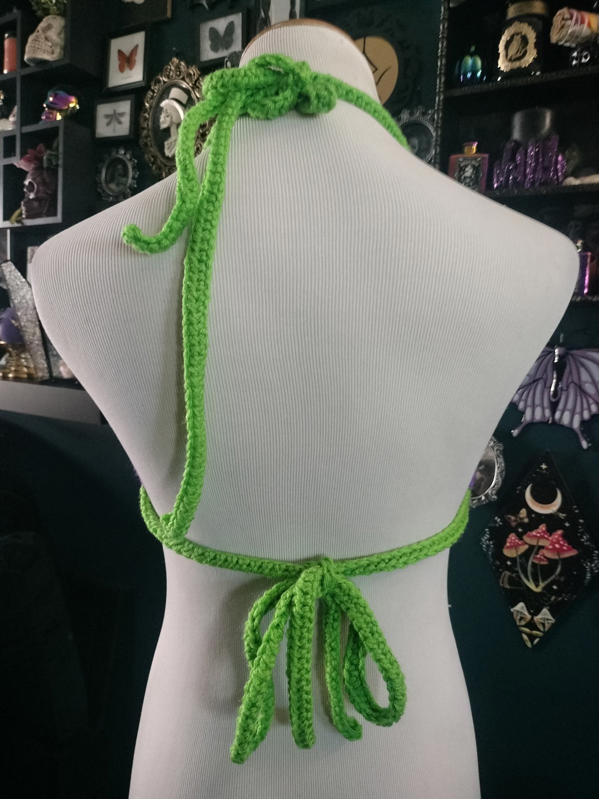 Custom handmade festival crochet top bralette with chains