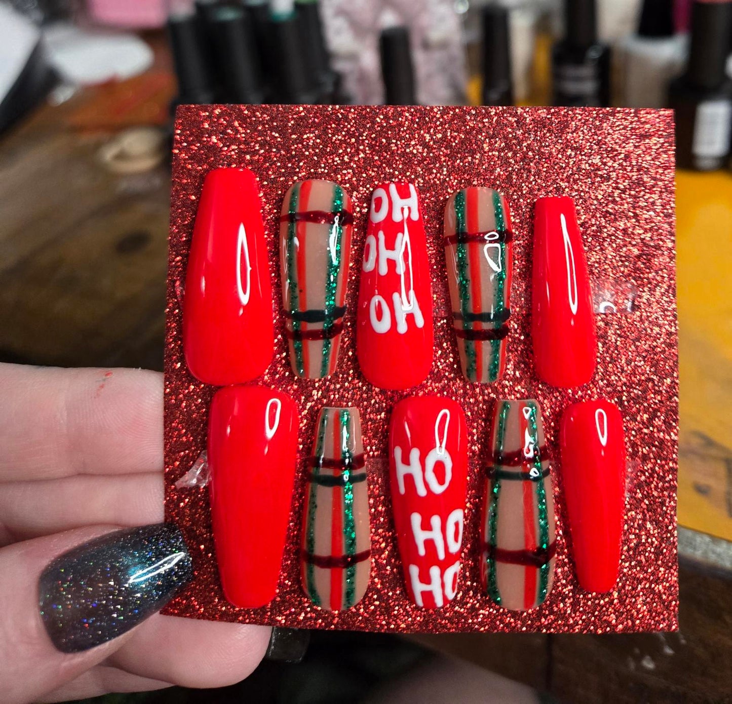 Christmas ho ho ho nails custom made