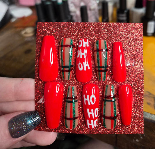 Christmas ho ho ho nails custom made