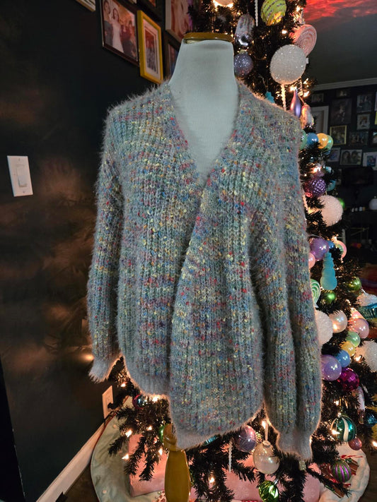 Super soft and cozy rainbow pastel popcorn cardigan