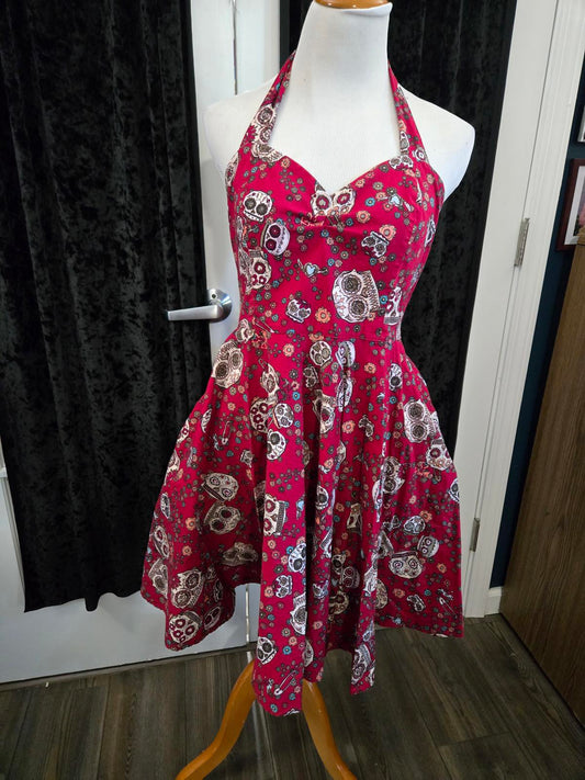 Hell Bunny sugar skull swing halter dress pin up
