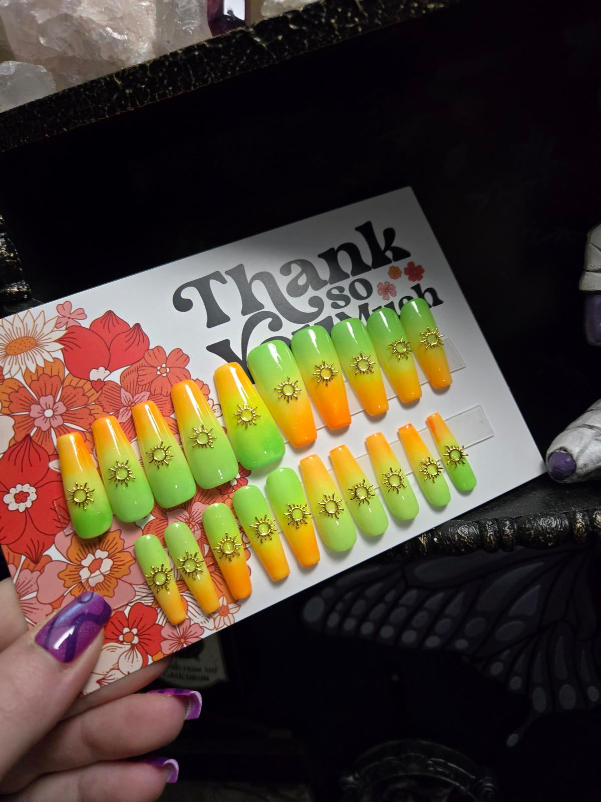 Fun in the sun neon ombre nails custom made
