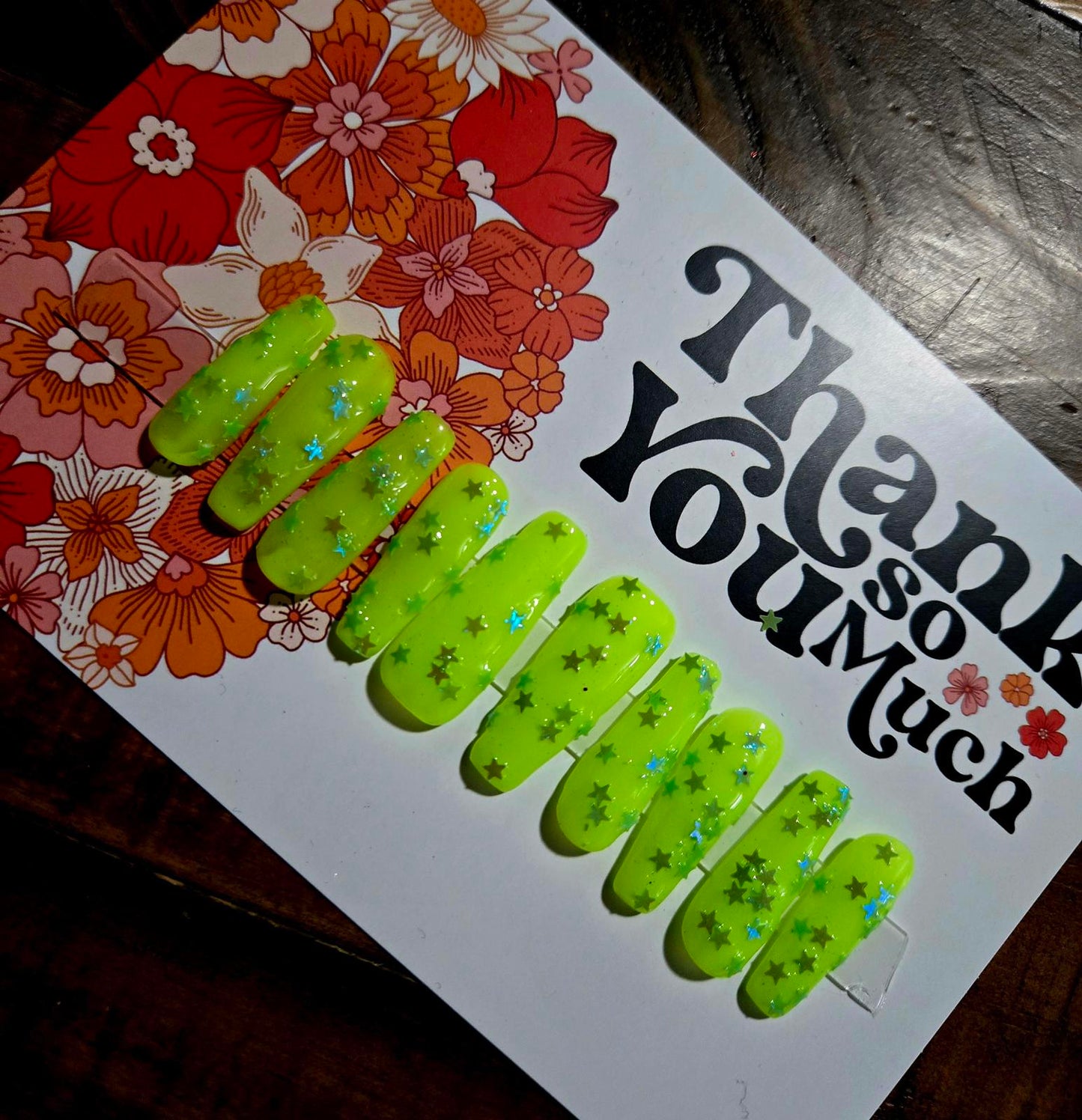 Glow in the dark stars custom press on nails