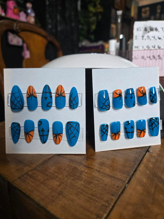Teal pumpkin halloween press on nails custom made