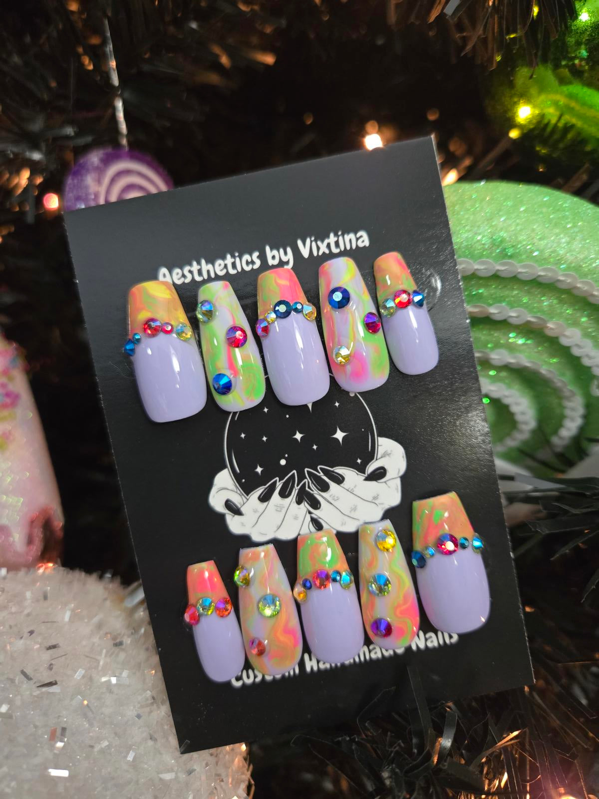 Colorful y2k press on nails custom made