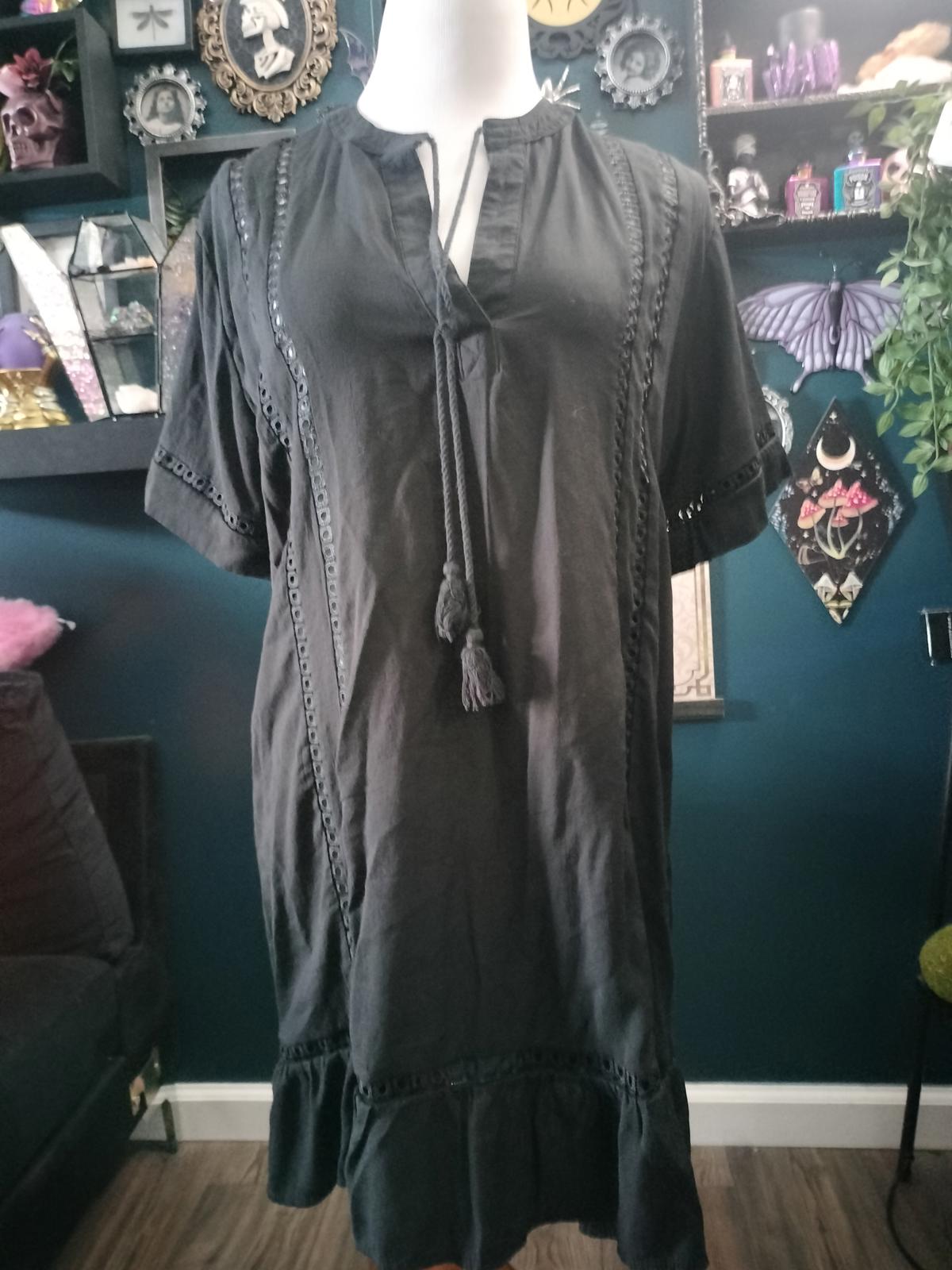 Boho black beach swim coverup