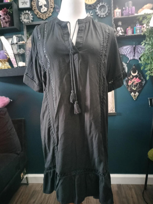 Boho black beach swim coverup