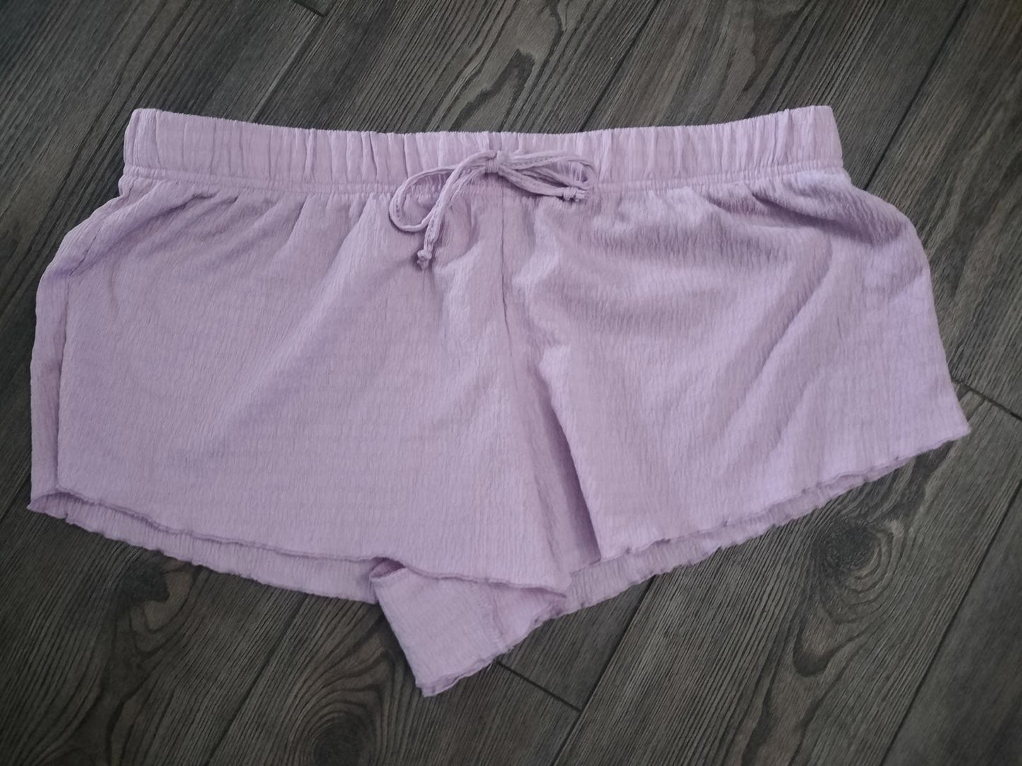 Lilac sheer shorts swim cover up