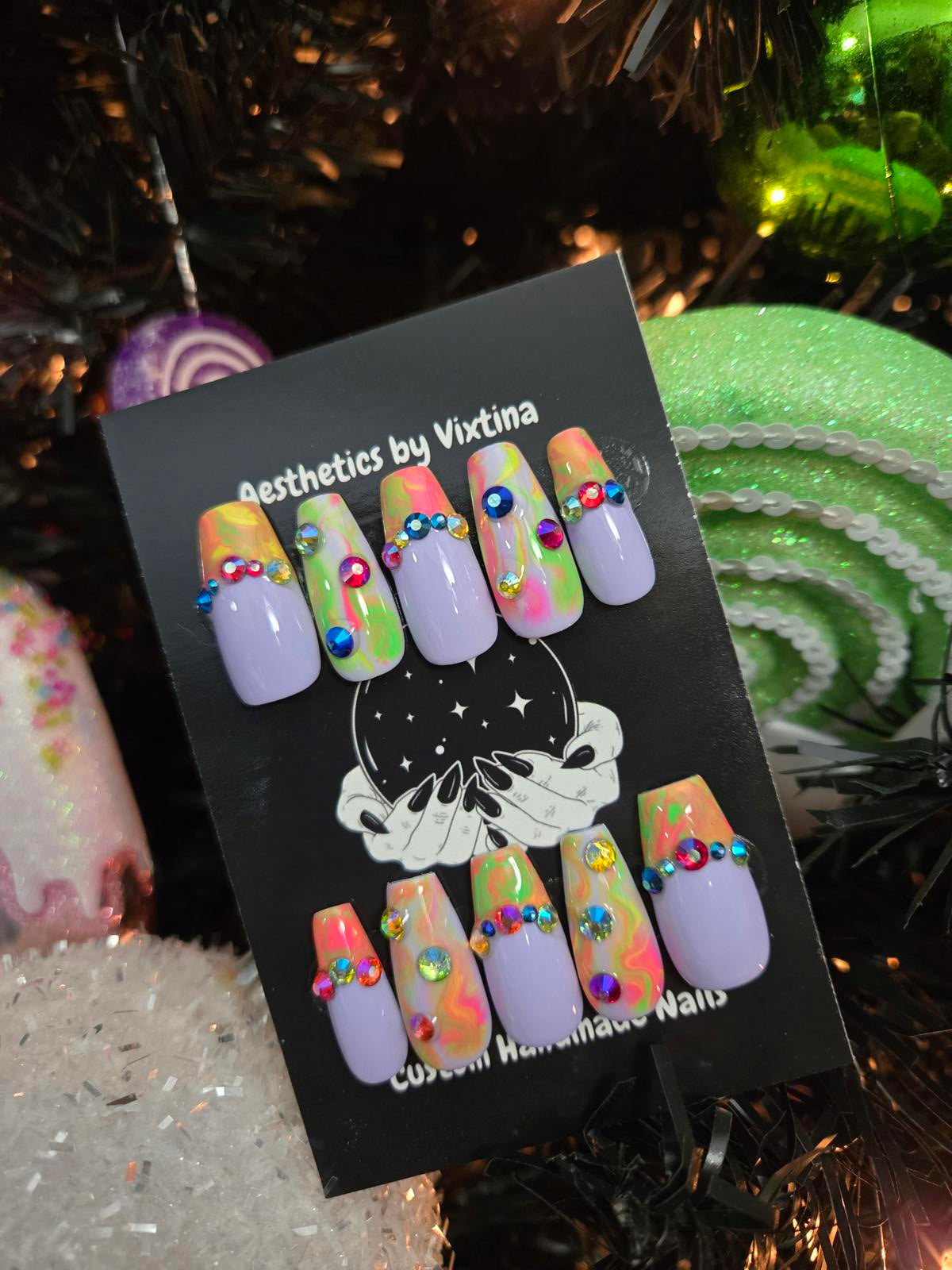 Colorful y2k press on nails custom made