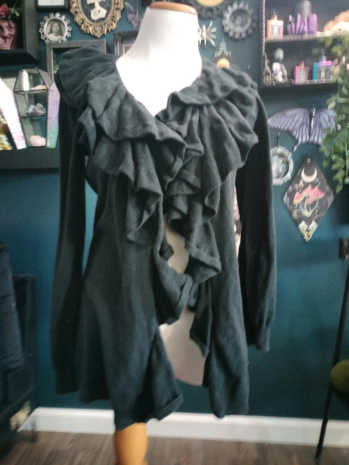 Black ruffle front whimsigoth cardigan