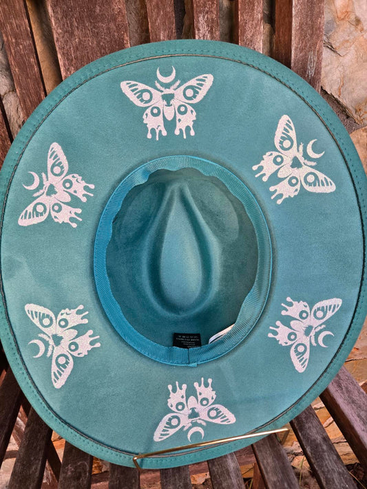 Unique Bohemian Style Wide-Brim Hat with Moth Designs