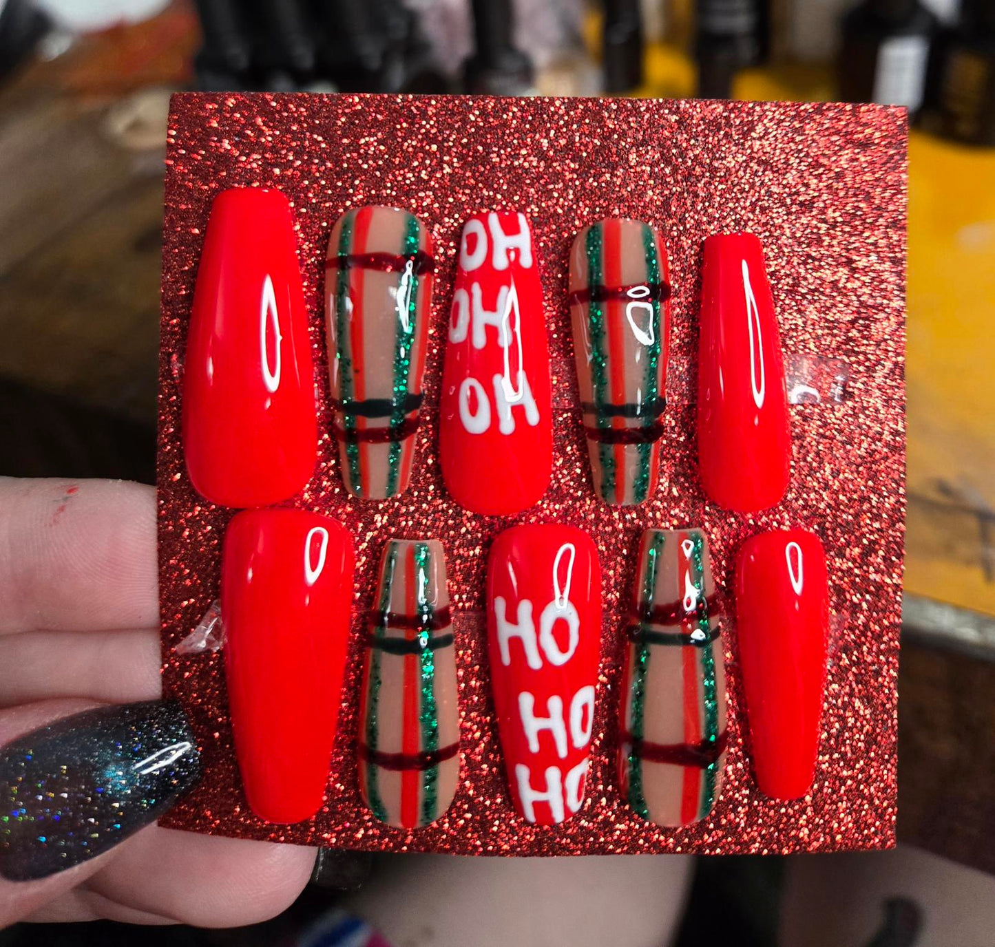 Christmas ho ho ho nails custom made