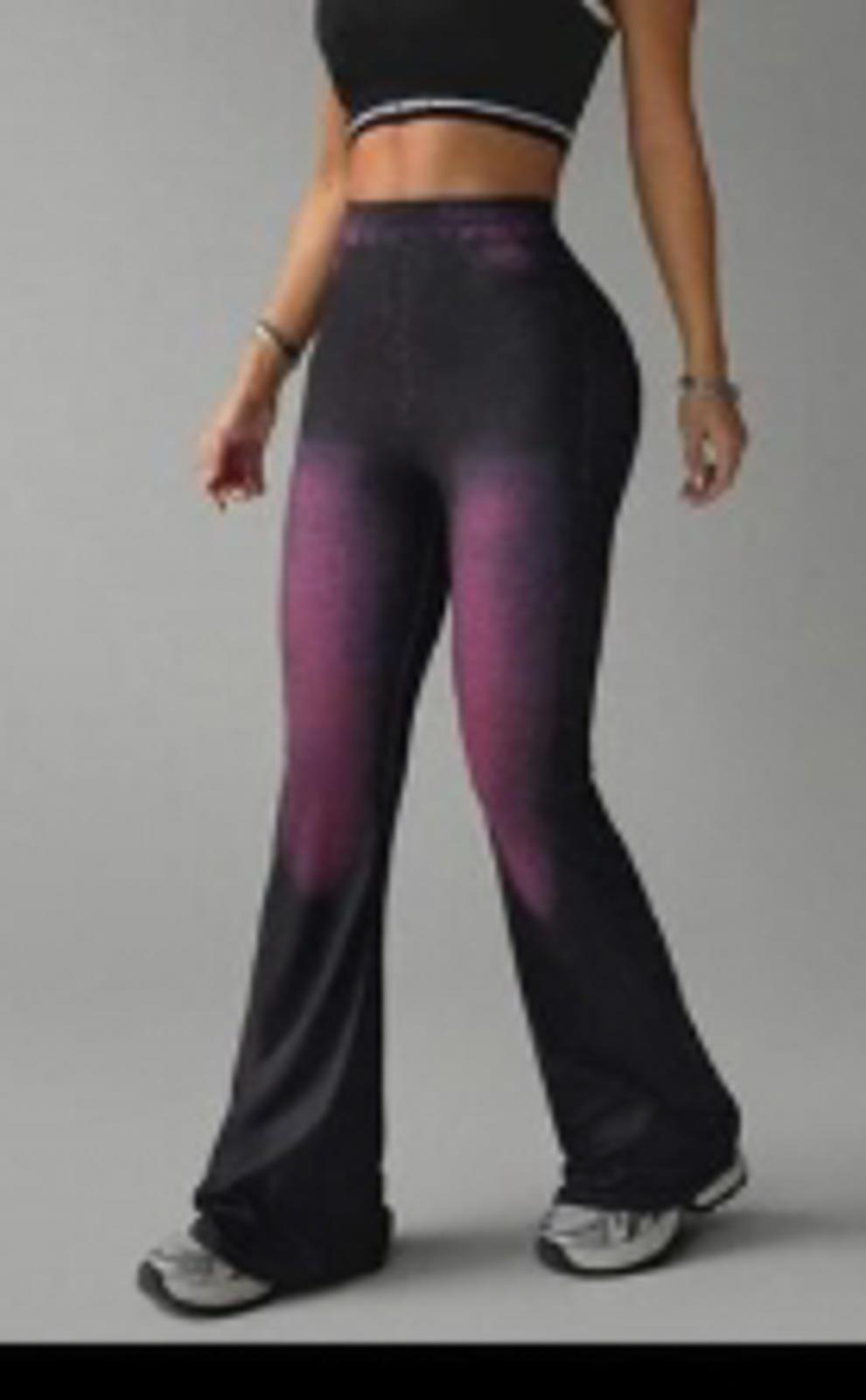 Denim look leggings with pink
