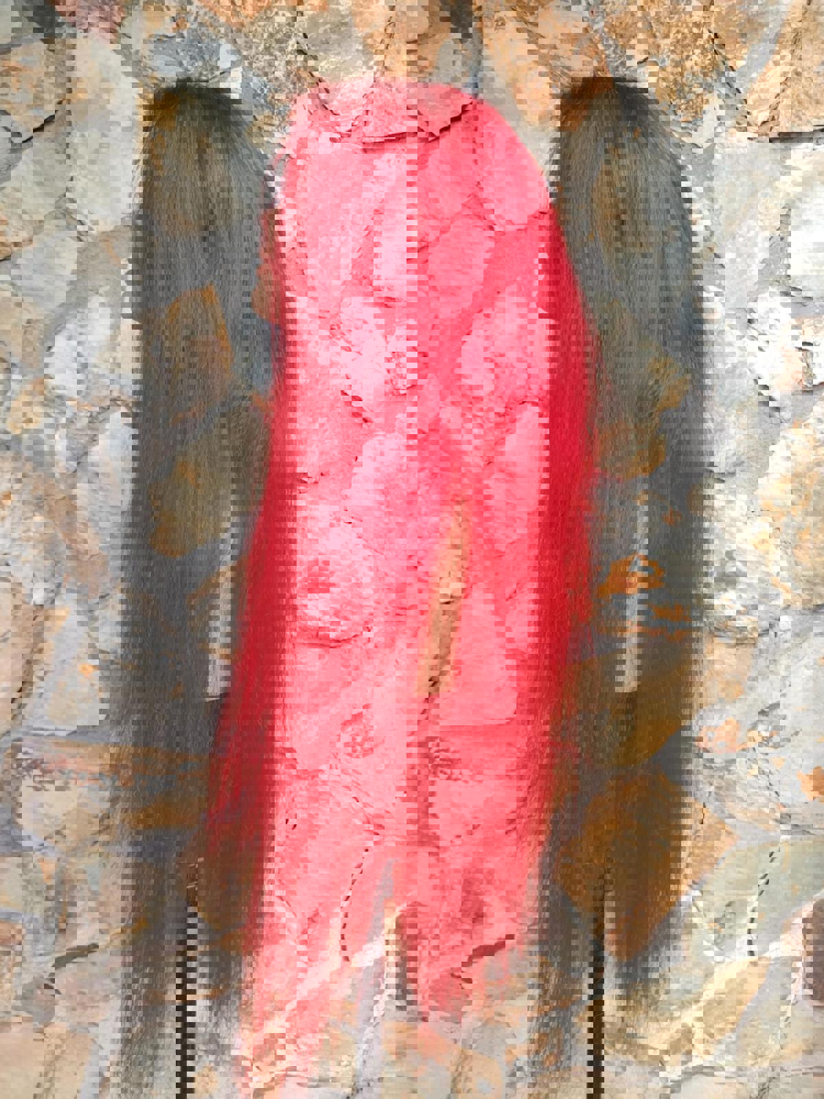 Very long bright red custom dyed human hair lace front wig