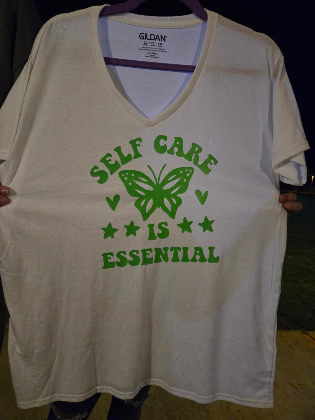 Self care is essential v neck t shirt