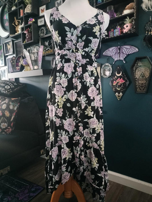 Black floral hi low dress
