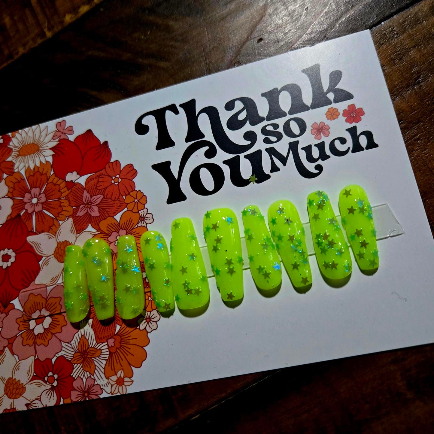Glow in the dark stars custom press on nails