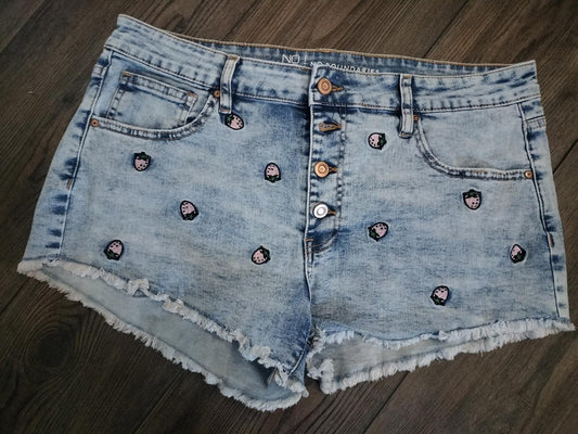 Cute cut off strawberry jean shorts
