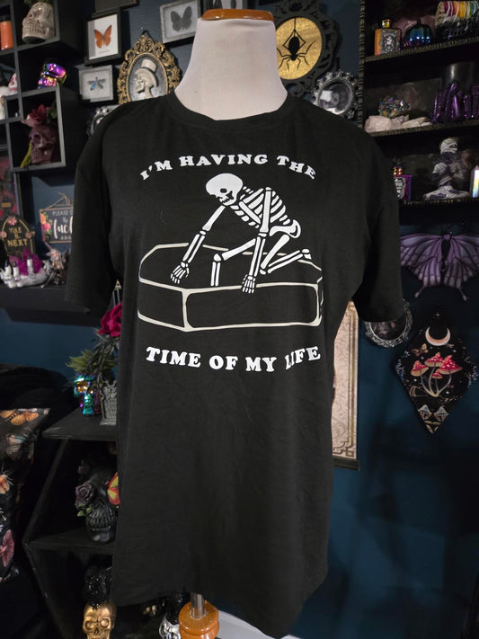 Time of my life coffin t shirt medium