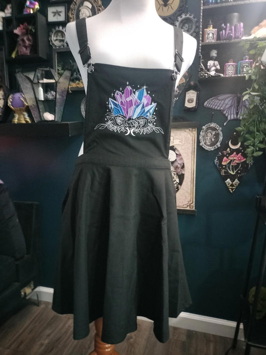 Hot topic black crystals pinafore overall skirtall