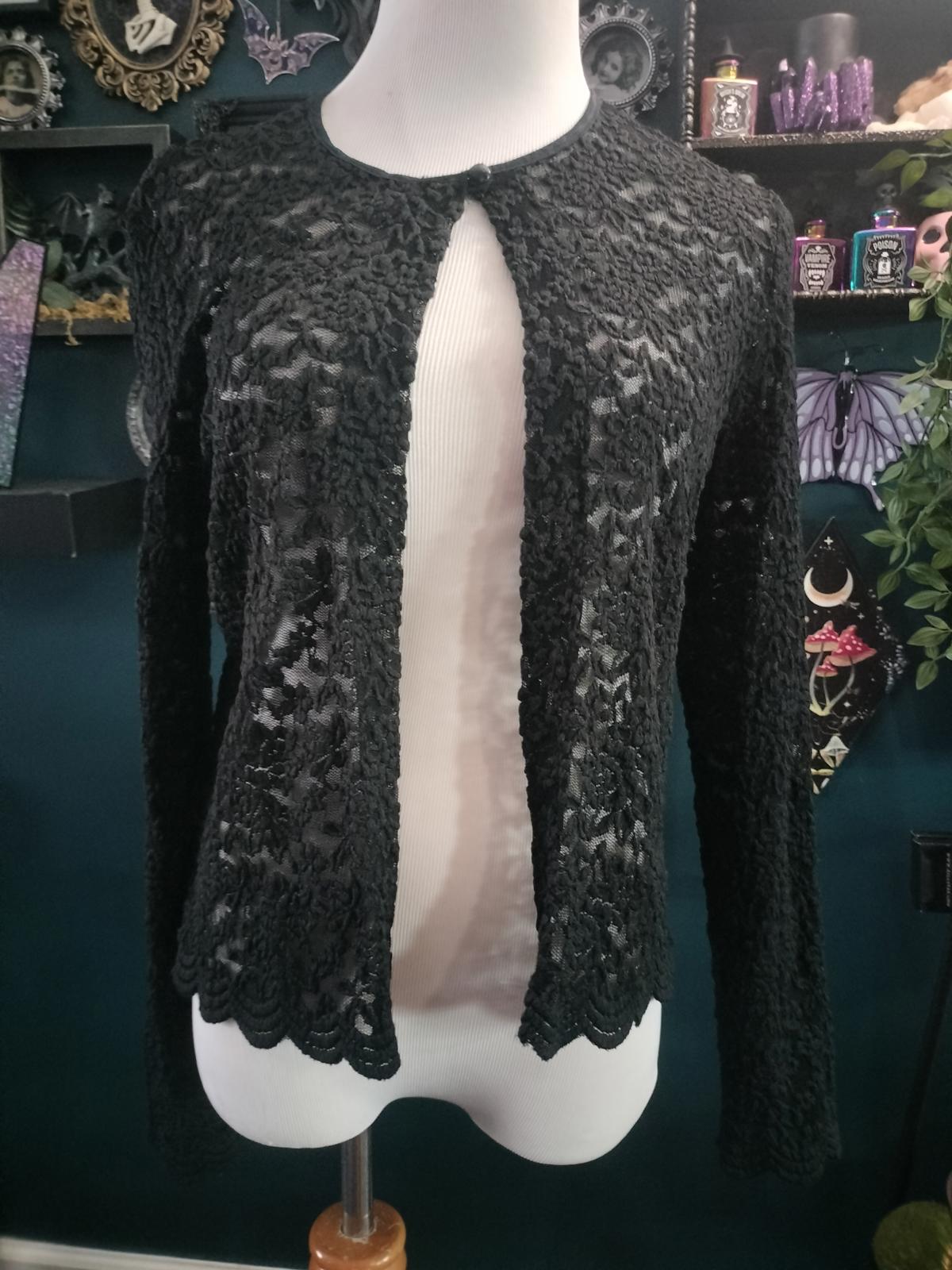 Black lace long sleeve cardigan