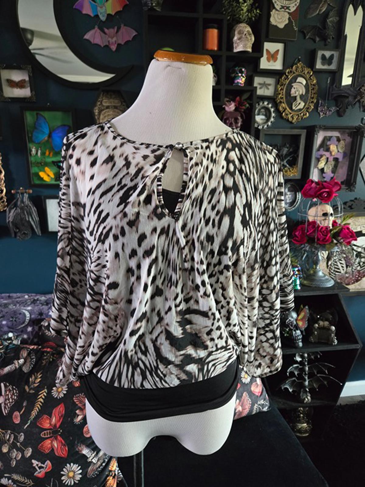 Jennifer Lopez animal print layered blouse small