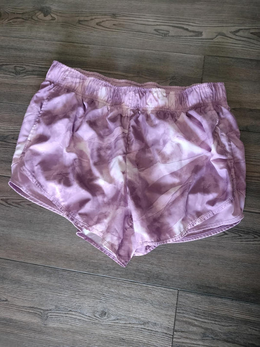 Purple tie dye activewear shorts