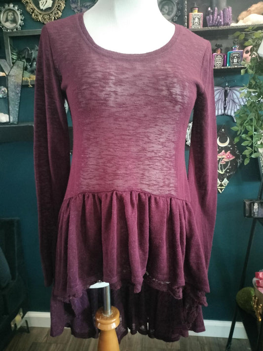 maurices maroon high low blouse lightweight