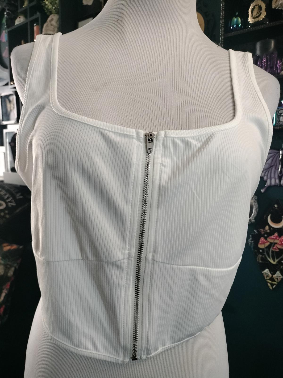 White zipper crop tank top