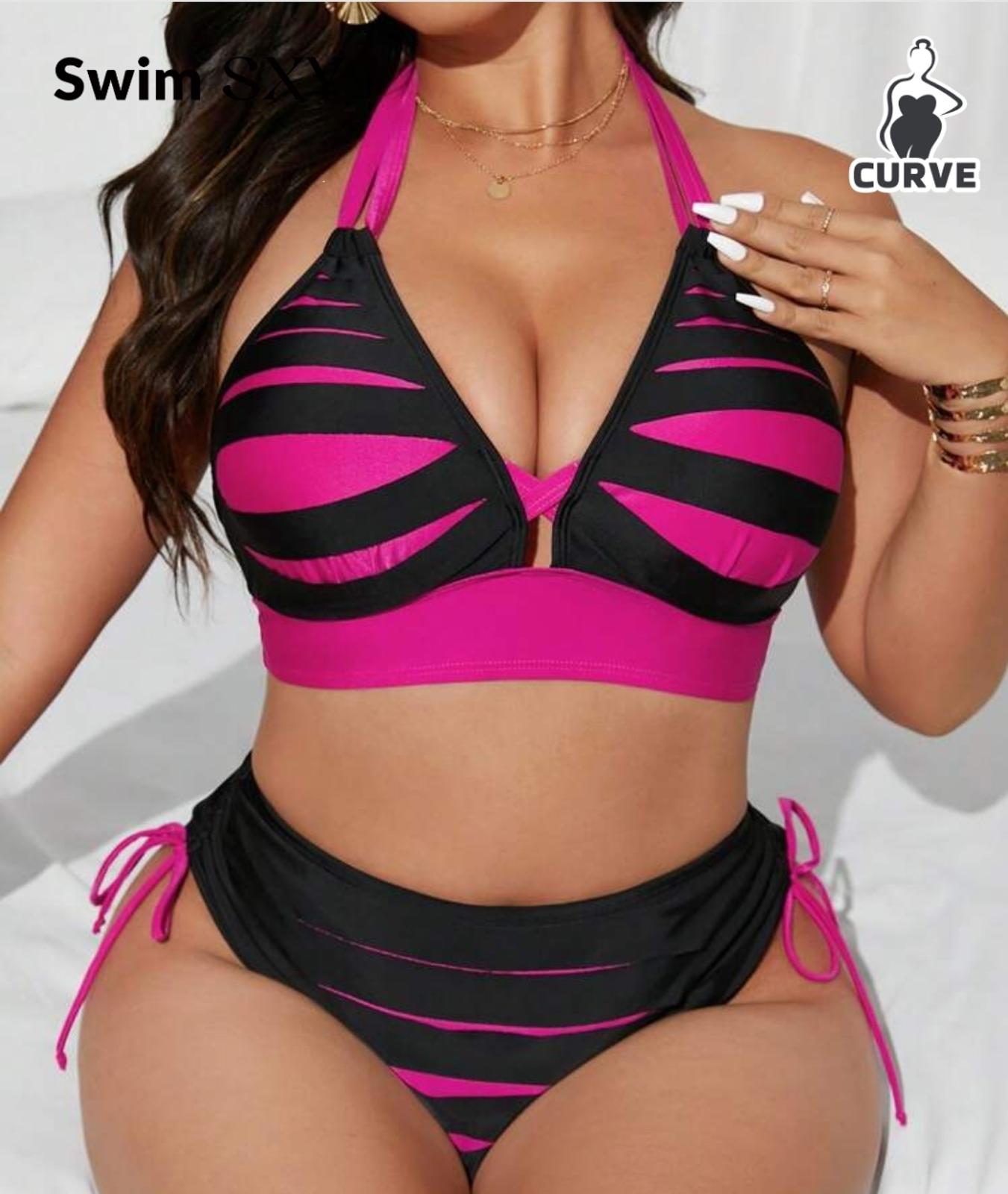 Black and pink bikini swimsuit