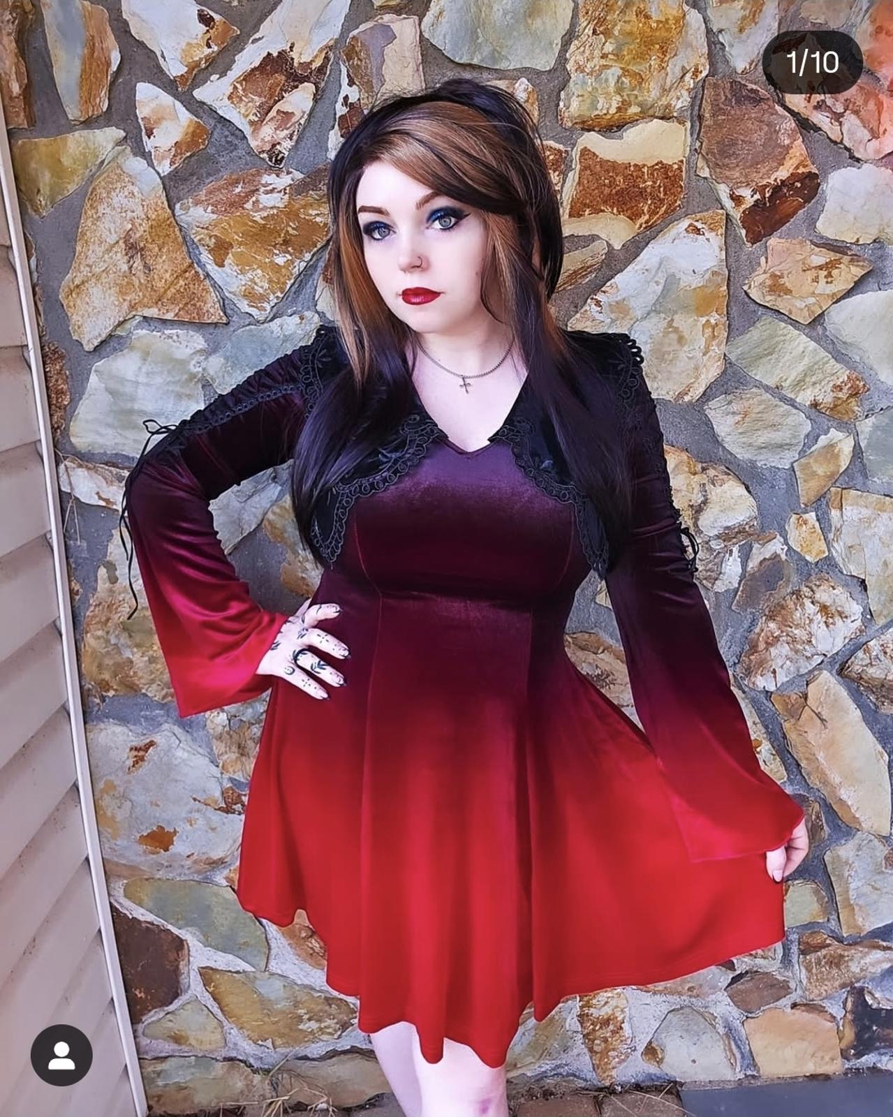 Punk Rave New ombre velvet gothic dress with lace collar