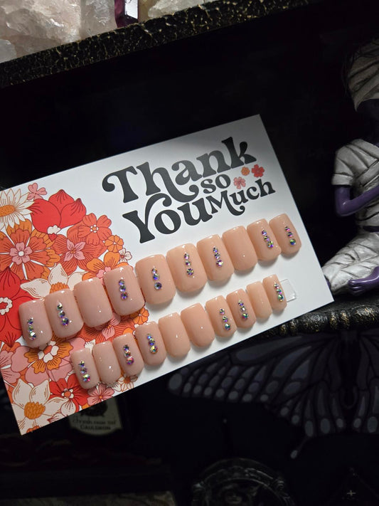 Neutral short square press on nails custom made