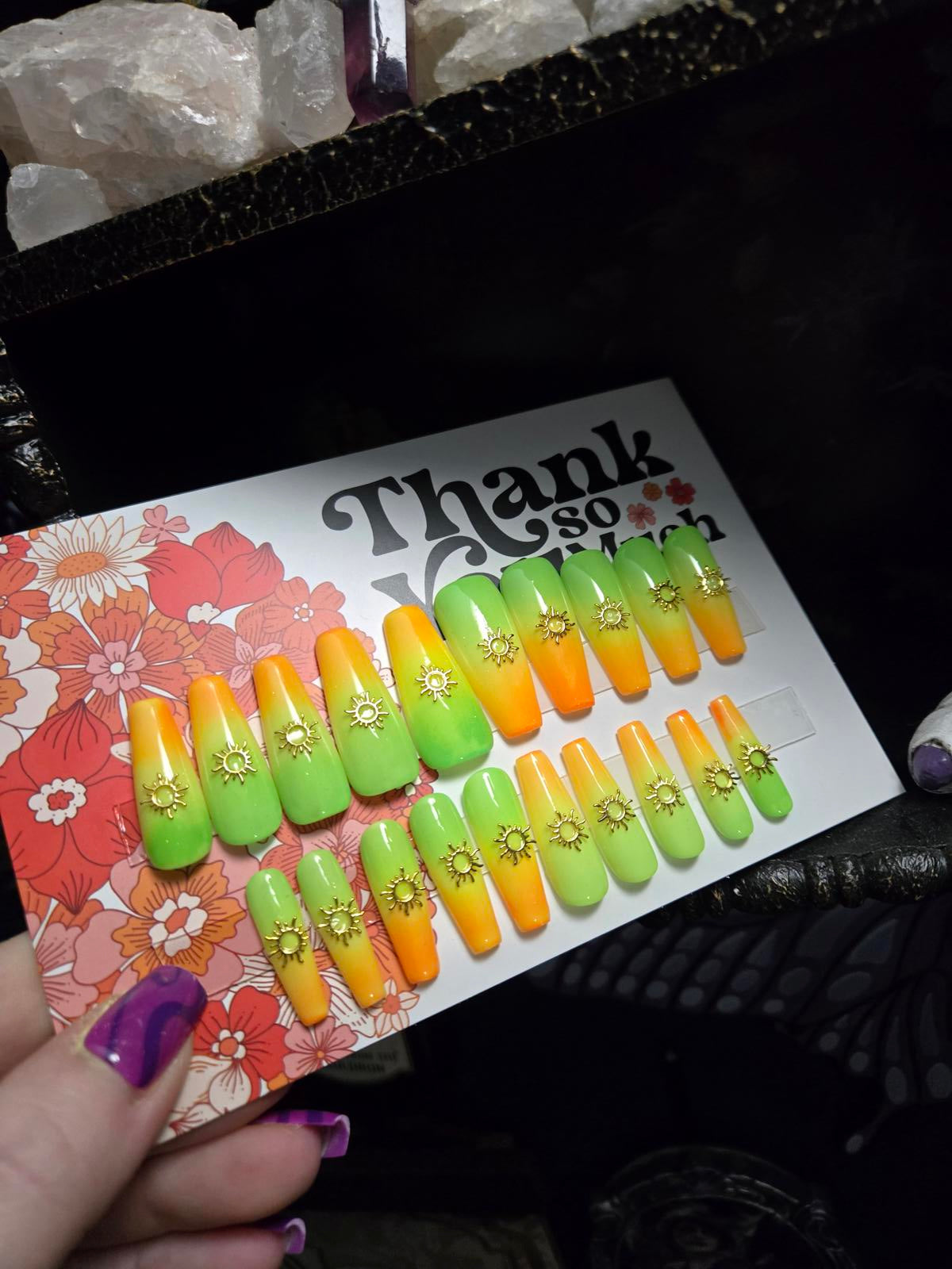 Fun in the sun neon ombre nails custom made
