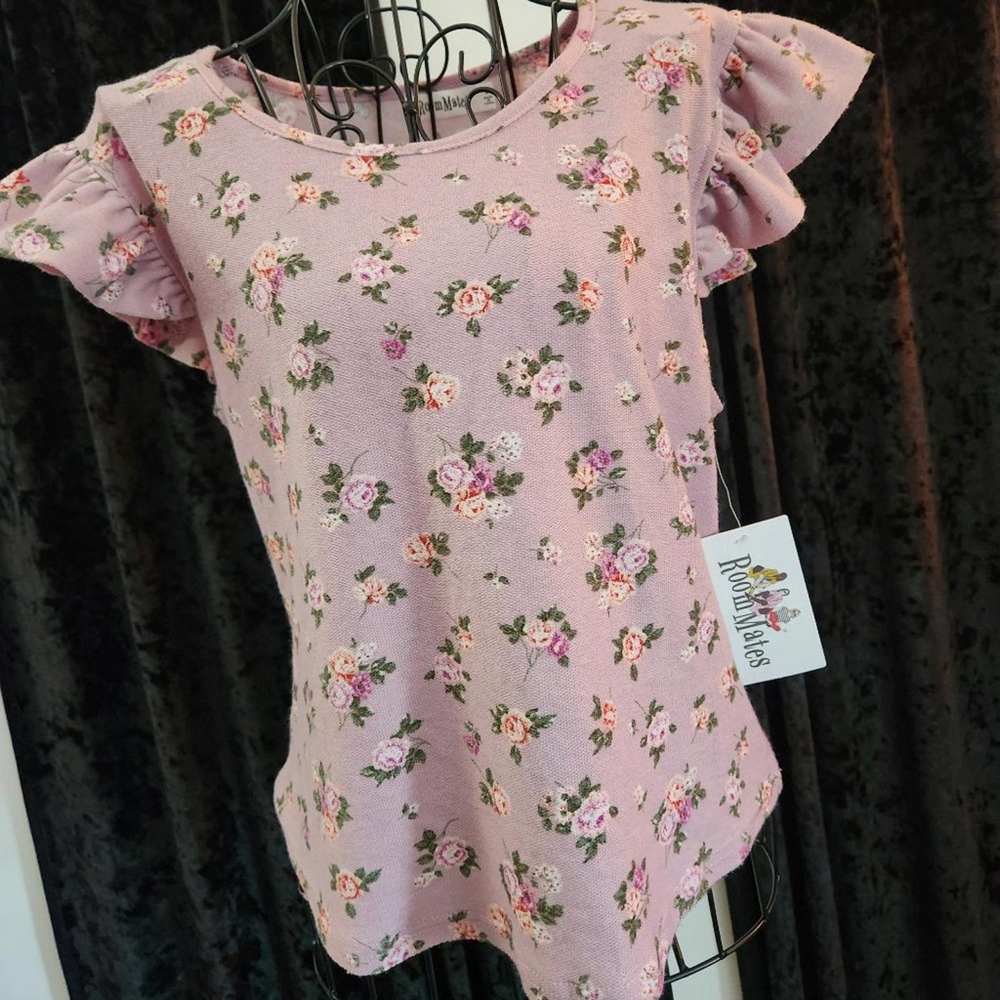 floral blouse with flutter sleeves NWT