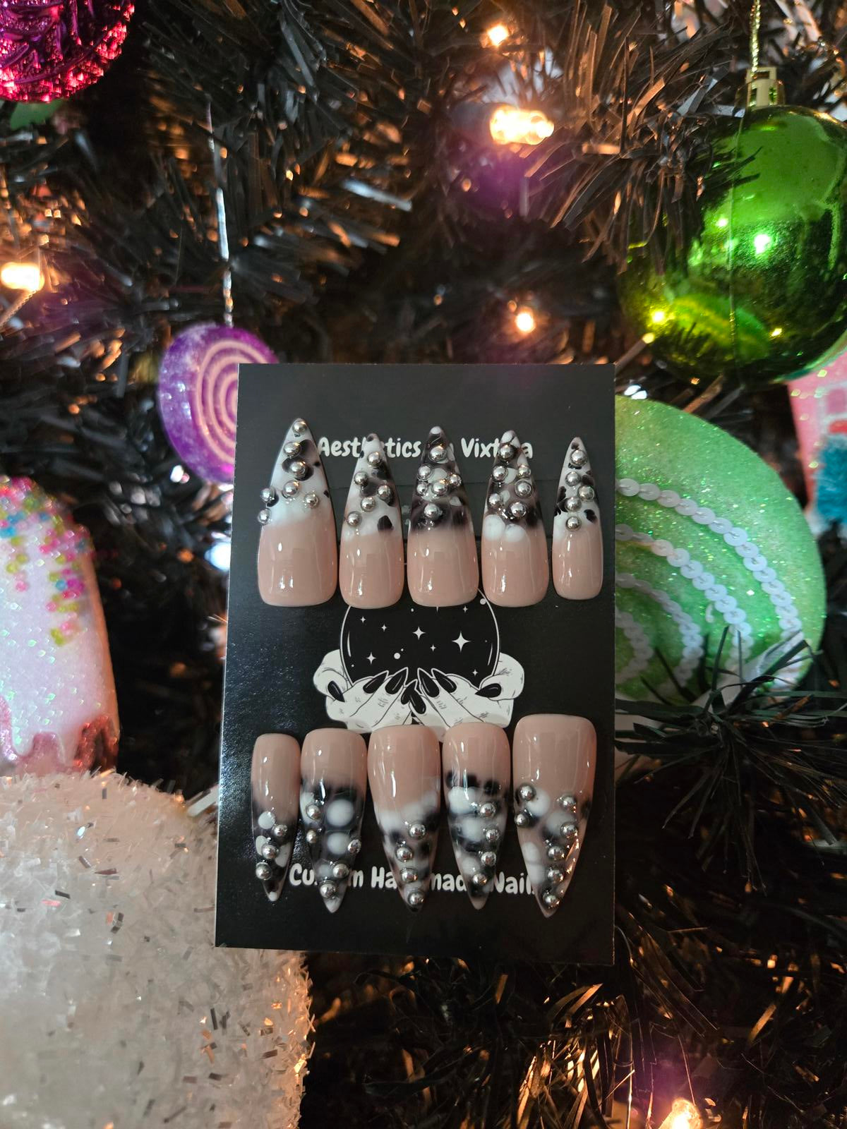 Abstract stiletto nails custom made